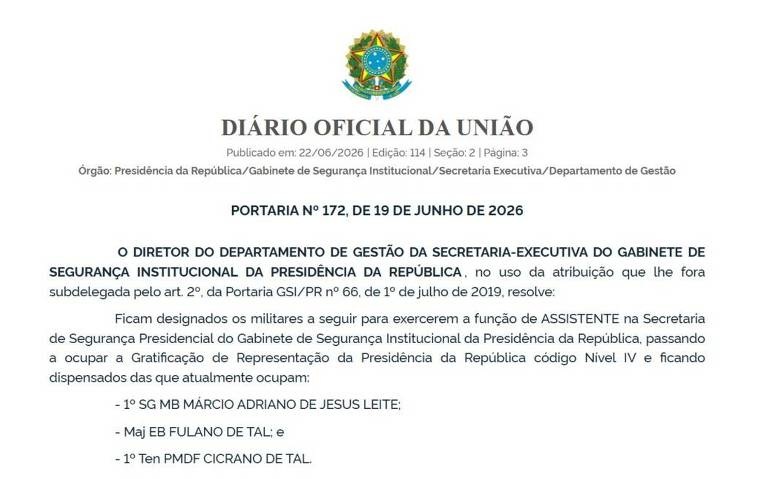 GOVERNO FEDERAL ADMITE ERRO APÓS DIÁRIO OFICIAL NOMEAR "FULANO" E "CICRANO DE TAL" PARA CARGOS NO GSIPÓS OPERAÇÃO DA PF
